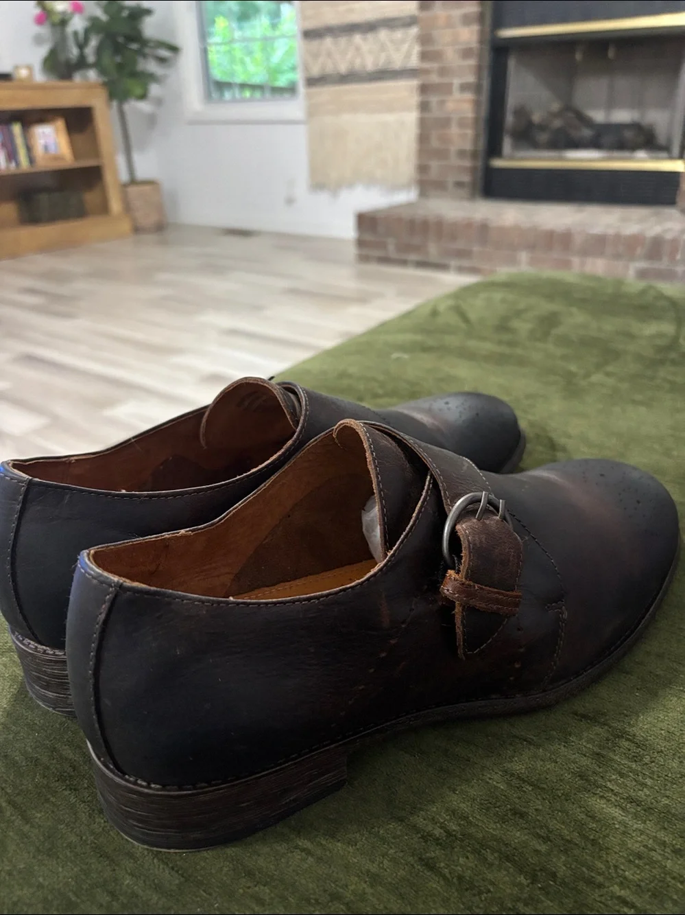 Robert Wayne Dark Brown Leather Single Monk Strap Shoes Size 10.5